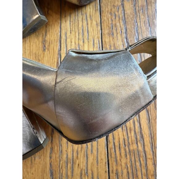 Yves Saint Laurent Shoes Womens Size 38 Gold Peep Toe Platform High Heels Italy - Picture 11 of 11
